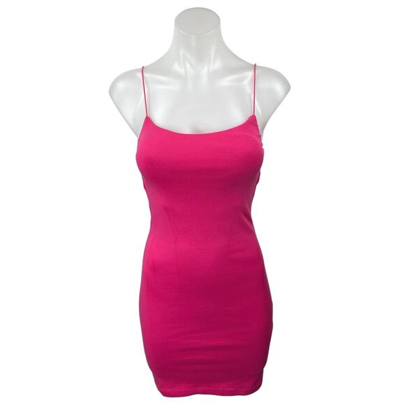 NEW Zara Pink Knit Sleeveless Cami Camisole Mini Bodycon Sweater Tank Dress Sz M - Picture 1 of 5